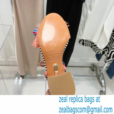 Aquazzura Heel 5.5cm Pom Pom Embellished Fringe Tassel Suede Sandals 03 2022
