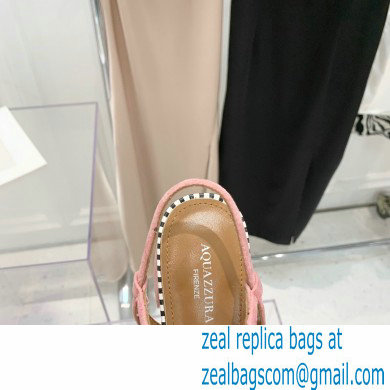 Aquazzura Heel 5.5cm Pom Pom Embellished Fringe Tassel Suede Sandals 04 2022
