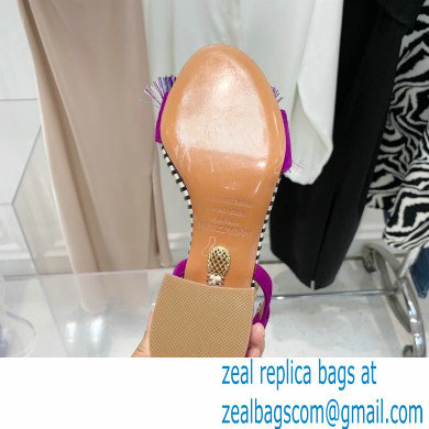 Aquazzura Heel 5.5cm Pom Pom Embellished Fringe Tassel Suede Sandals 05 2022