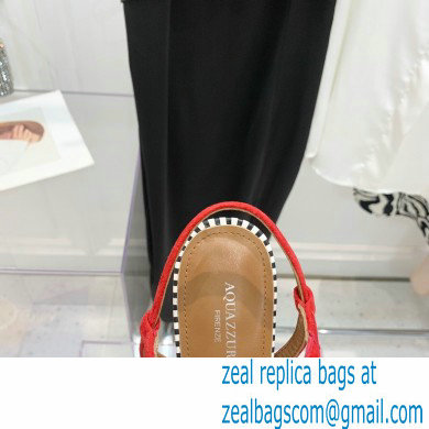 Aquazzura Heel 5.5cm Pom Pom Embellished Fringe Tassel Suede Sandals 07 2022