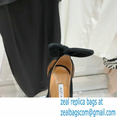 Aquazzura Heel 9.5cm Bow Tie Pumps Suede Black 2022