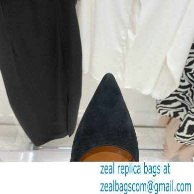 Aquazzura Heel 9.5cm Bow Tie Pumps Suede Black 2022 - Click Image to Close