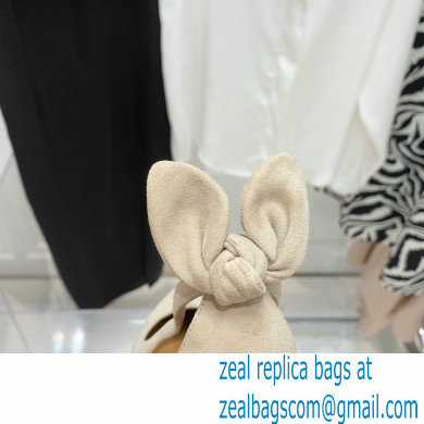 Aquazzura Heel 9.5cm Bow Tie Pumps Suede Creamy 2022