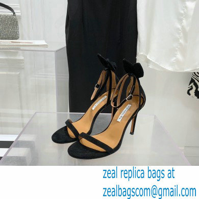 Aquazzura Heel 9.5cm Bow Tie Sandals Suede Black 2022