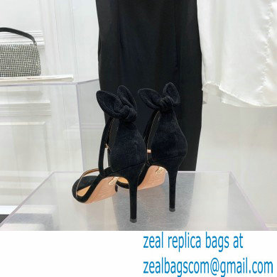 Aquazzura Heel 9.5cm Bow Tie Sandals Suede Black 2022