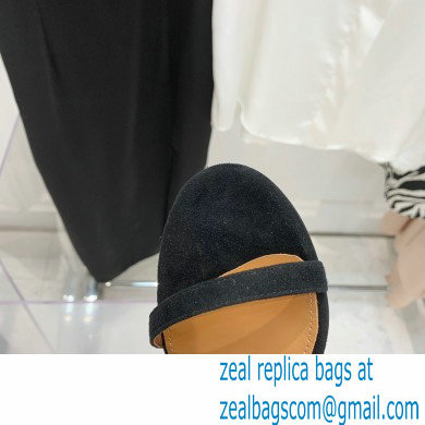 Aquazzura Heel 9.5cm Bow Tie Sandals Suede Black 2022