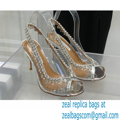 Aquazzura Heel 9.5cm Temptation Crystal PVC Sandals 01 2022