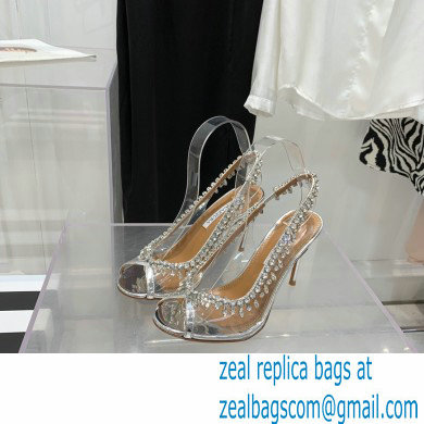 Aquazzura Heel 9.5cm Temptation Crystal PVC Sandals 01 2022