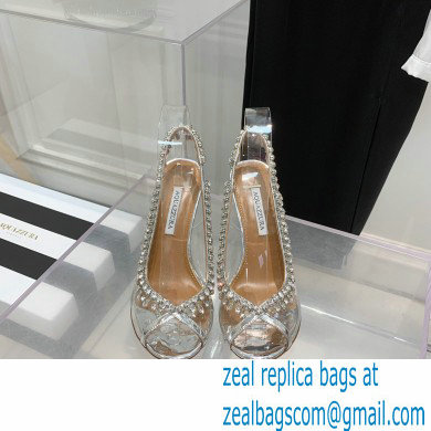 Aquazzura Heel 9.5cm Temptation Crystal PVC Sandals 01 2022