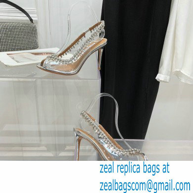 Aquazzura Heel 9.5cm Temptation Crystal PVC Sandals 01 2022