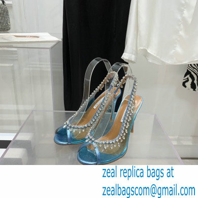 Aquazzura Heel 9.5cm Temptation Crystal PVC Sandals 02 2022