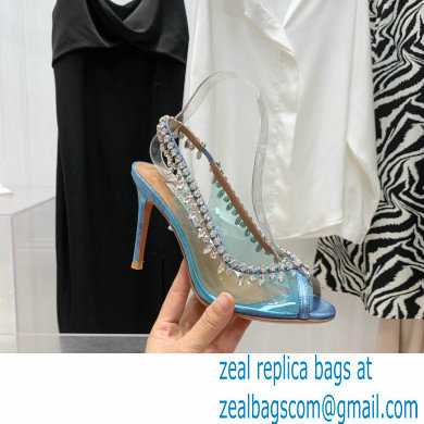 Aquazzura Heel 9.5cm Temptation Crystal PVC Sandals 02 2022