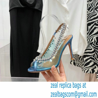 Aquazzura Heel 9.5cm Temptation Crystal PVC Sandals 02 2022