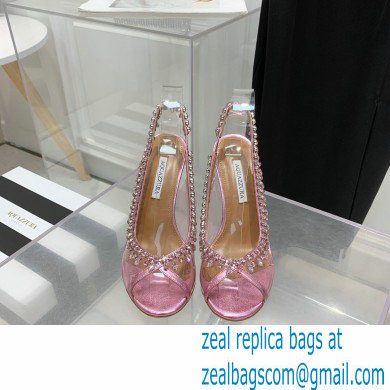 Aquazzura Heel 9.5cm Temptation Crystal PVC Sandals 03 2022