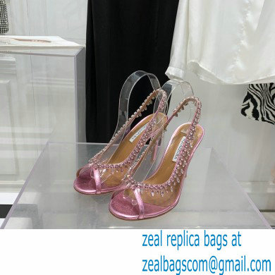 Aquazzura Heel 9.5cm Temptation Crystal PVC Sandals 03 2022