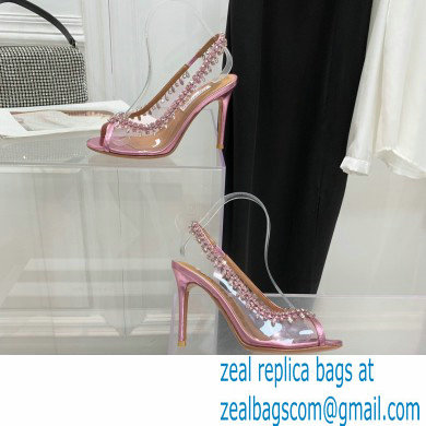 Aquazzura Heel 9.5cm Temptation Crystal PVC Sandals 03 2022