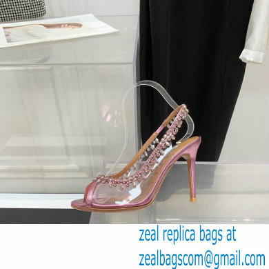 Aquazzura Heel 9.5cm Temptation Crystal PVC Sandals 03 2022