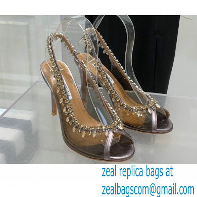 Aquazzura Heel 9.5cm Temptation Crystal PVC Sandals 04 2022