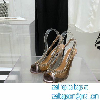 Aquazzura Heel 9.5cm Temptation Crystal PVC Sandals 04 2022