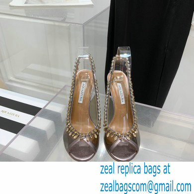 Aquazzura Heel 9.5cm Temptation Crystal PVC Sandals 04 2022