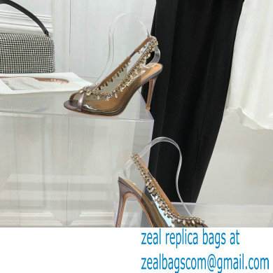 Aquazzura Heel 9.5cm Temptation Crystal PVC Sandals 04 2022