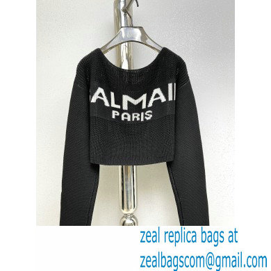 BALMAIN BLACK LOGO PRINTED SWEATER 2022