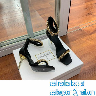 Balmain Heel 10.5cm Chain Sandals Black/Gold 2022