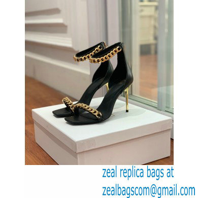 Balmain Heel 10.5cm Chain Sandals Black/Gold 2022