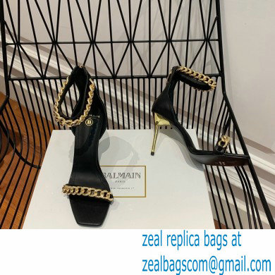 Balmain Heel 10.5cm Chain Sandals Black/Gold 2022