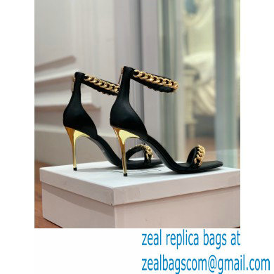 Balmain Heel 10.5cm Chain Sandals Black/Gold 2022