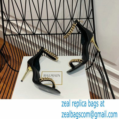 Balmain Heel 10.5cm Chain Sandals Black/Gold 2022