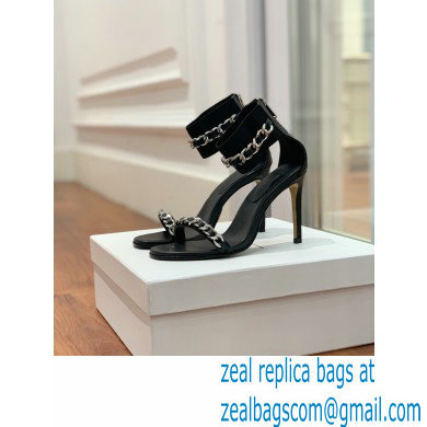 Balmain Heel 10.5cm Duo Chain Sandals Black 2022 - Click Image to Close