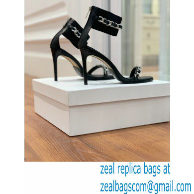 Balmain Heel 10.5cm Duo Chain Sandals Black 2022 - Click Image to Close