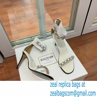 Balmain Heel 10.5cm Duo Chain Sandals White 2022 - Click Image to Close