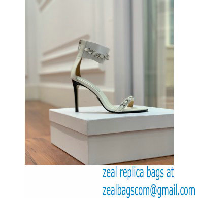 Balmain Heel 10.5cm Duo Chain Sandals White 2022 - Click Image to Close