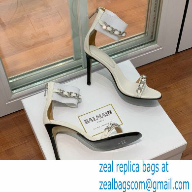 Balmain Heel 10.5cm Duo Chain Sandals White 2022 - Click Image to Close