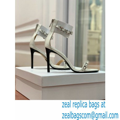 Balmain Heel 10.5cm Duo Chain Sandals White 2022 - Click Image to Close