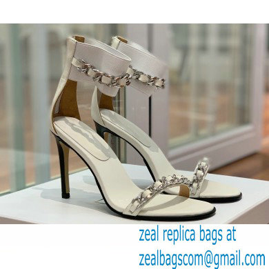 Balmain Heel 10.5cm Duo Chain Sandals White 2022 - Click Image to Close