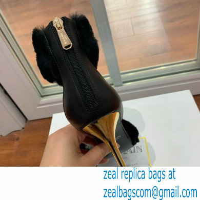 Balmain Heel 10.5cm Fur Sandals Black 2022 - Click Image to Close