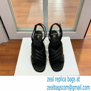 Balmain Heel 10.5cm Janel Quilted Leather Sandals Black 2022