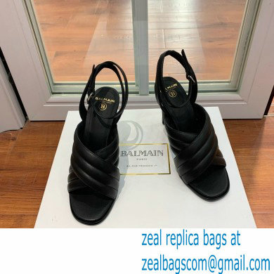 Balmain Heel 10.5cm Janel Quilted Leather Sandals Black 2022