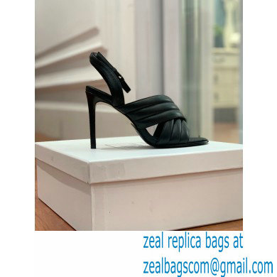 Balmain Heel 10.5cm Janel Quilted Leather Sandals Black 2022
