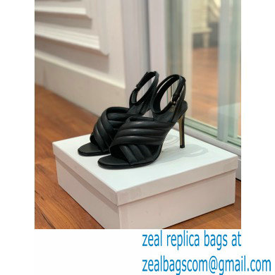 Balmain Heel 10.5cm Janel Quilted Leather Sandals Black 2022 - Click Image to Close
