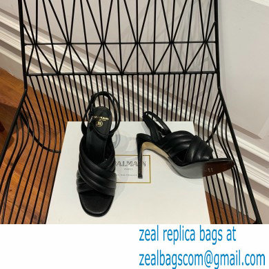 Balmain Heel 10.5cm Janel Quilted Leather Sandals Black 2022