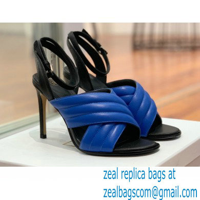 Balmain Heel 10.5cm Janel Quilted Leather Sandals Blue 2022 - Click Image to Close