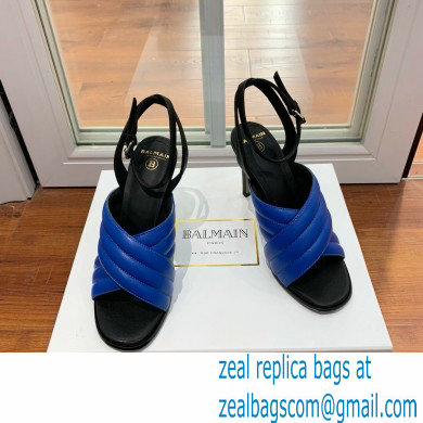 Balmain Heel 10.5cm Janel Quilted Leather Sandals Blue 2022