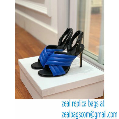Balmain Heel 10.5cm Janel Quilted Leather Sandals Blue 2022 - Click Image to Close