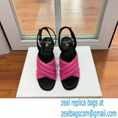 Balmain Heel 10.5cm Janel Quilted Leather Sandals Fuchsia 2022