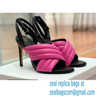 Balmain Heel 10.5cm Janel Quilted Leather Sandals Fuchsia 2022 - Click Image to Close