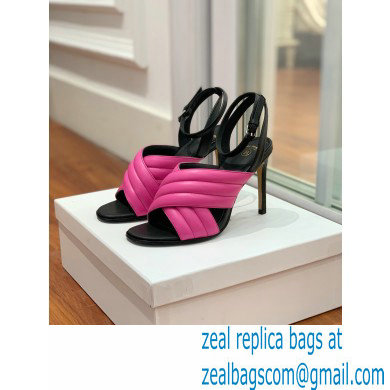 Balmain Heel 10.5cm Janel Quilted Leather Sandals Fuchsia 2022 - Click Image to Close